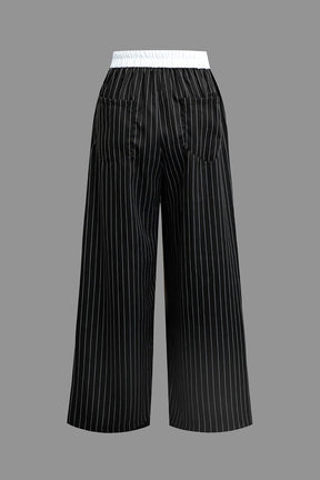 Pantalon coupe large rayé lune