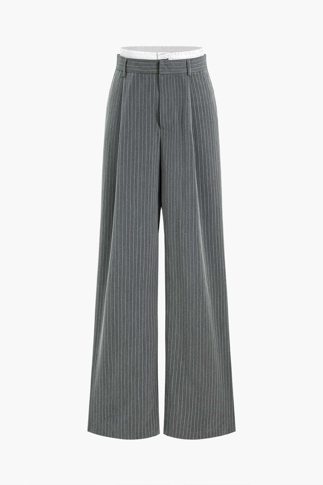 Pantalon rayé taille haute style décontracté nuage