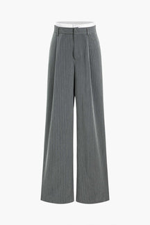 Pantalon rayé taille haute style décontracté nuage
