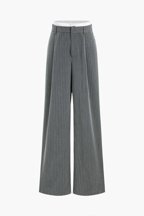 Pantalon rayé taille haute style décontracté nuage
