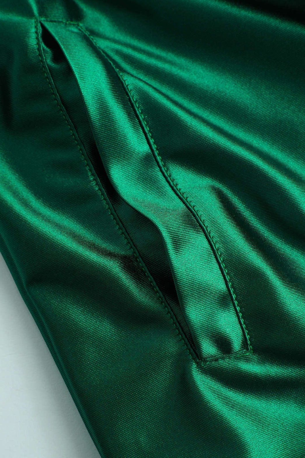 Pantalon satiné vert vue complète - Saphir