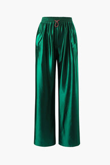 Pantalon satiné vert émeraude brillant - Jade