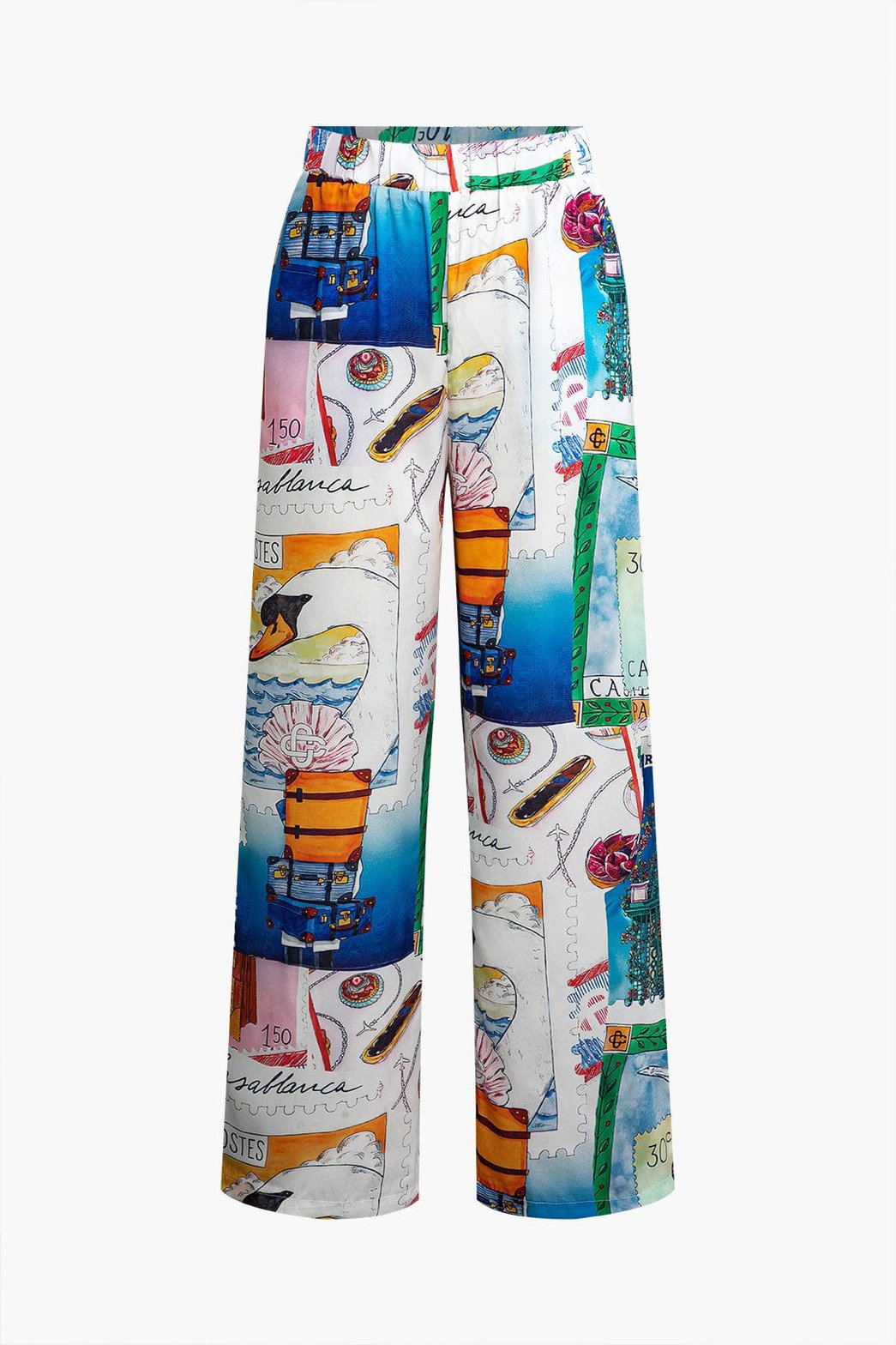 Pantalon large imprimé artistique soleil