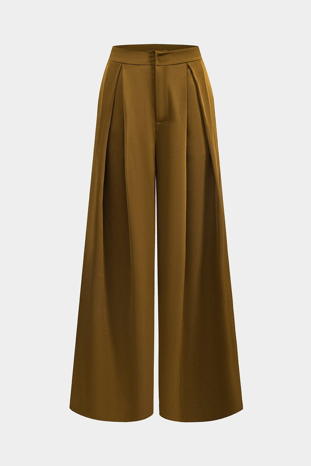 Pantalon palazzo satiné taille haute vue de face soleil