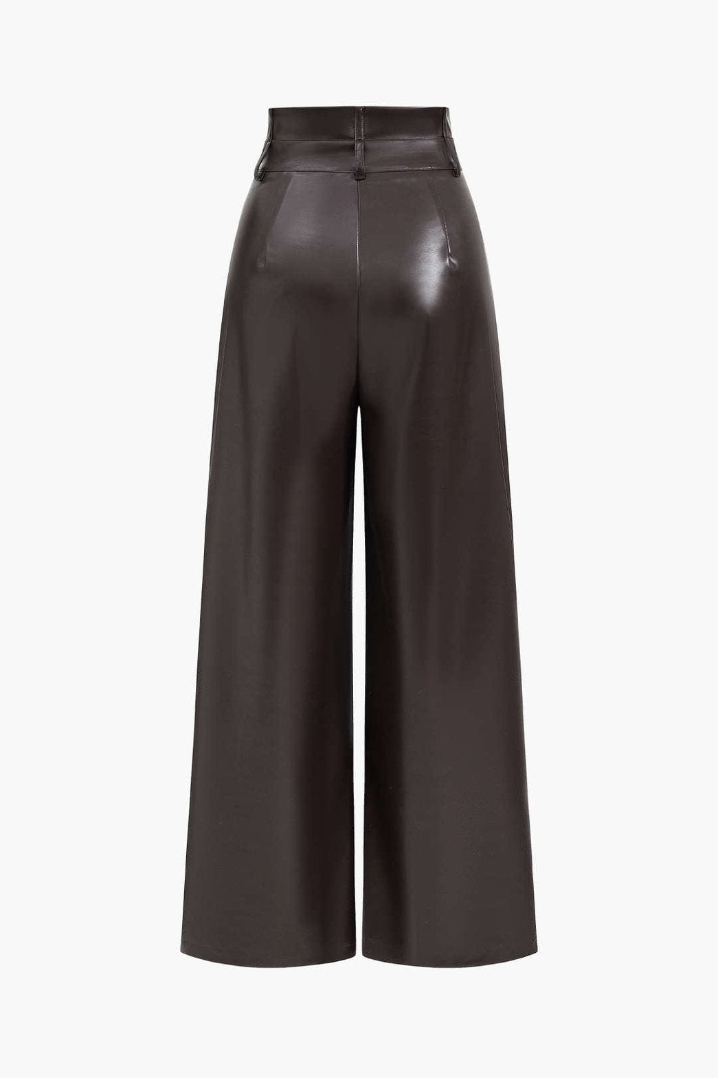 Pantalon taille haute en faux cuir vue de côté swing