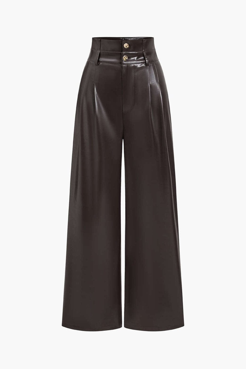 Pantalon large simili cuir noir élégant jazz