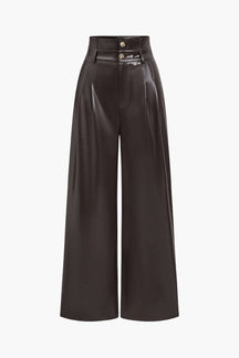Pantalon large simili cuir noir élégant jazz