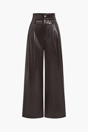Pantalon large simili cuir noir élégant jazz