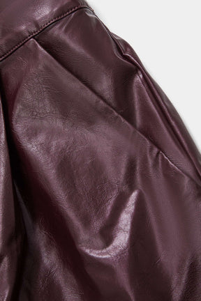 Pantalon similicuir bordeaux détail poche étoile