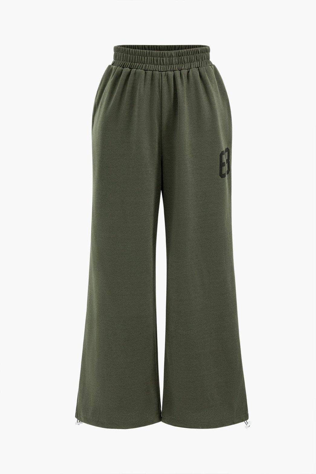 Pantalon large sport kaki décontracté éclair