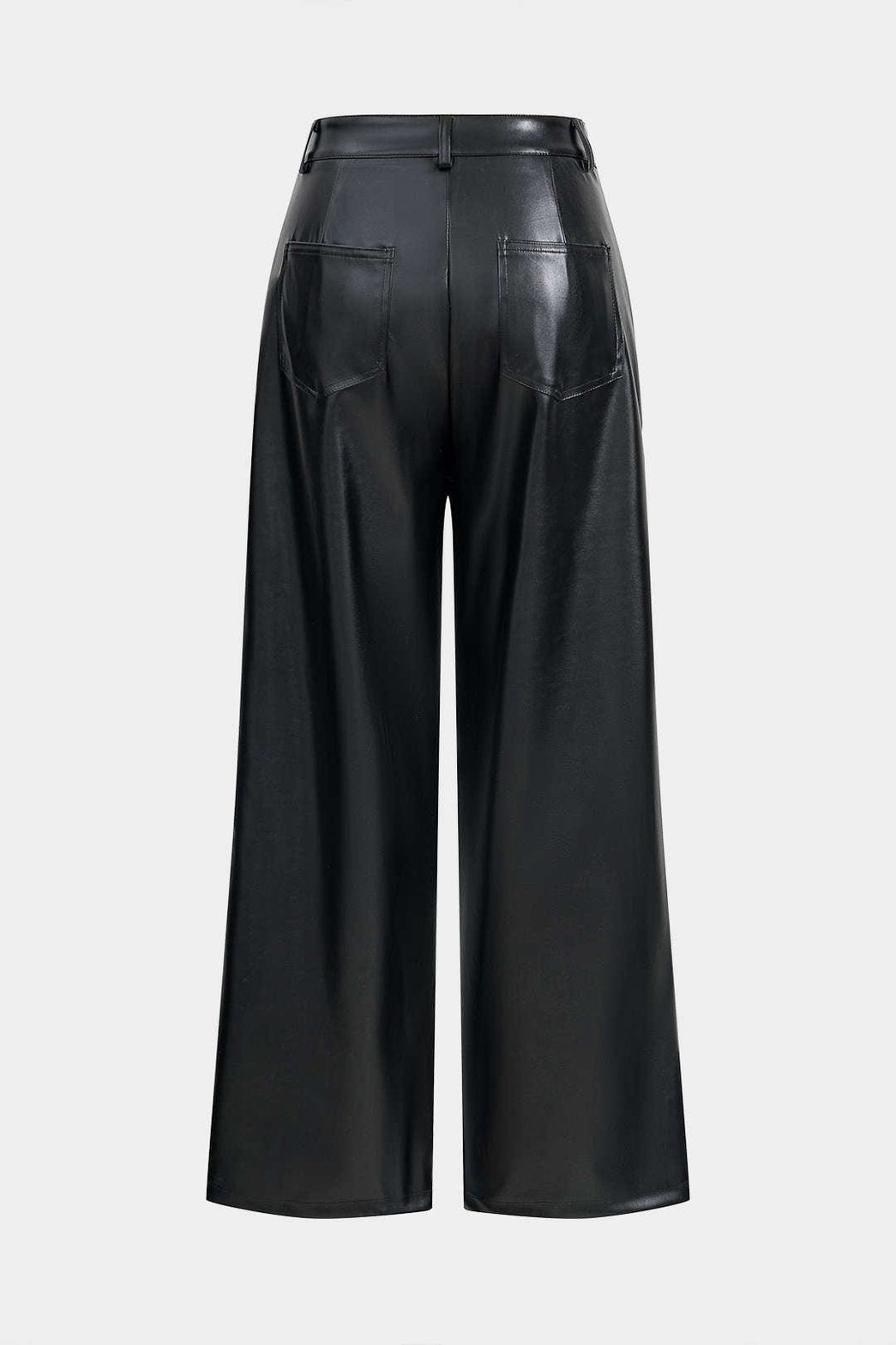 Pantalon large en simili cuir noir vue de dos denim