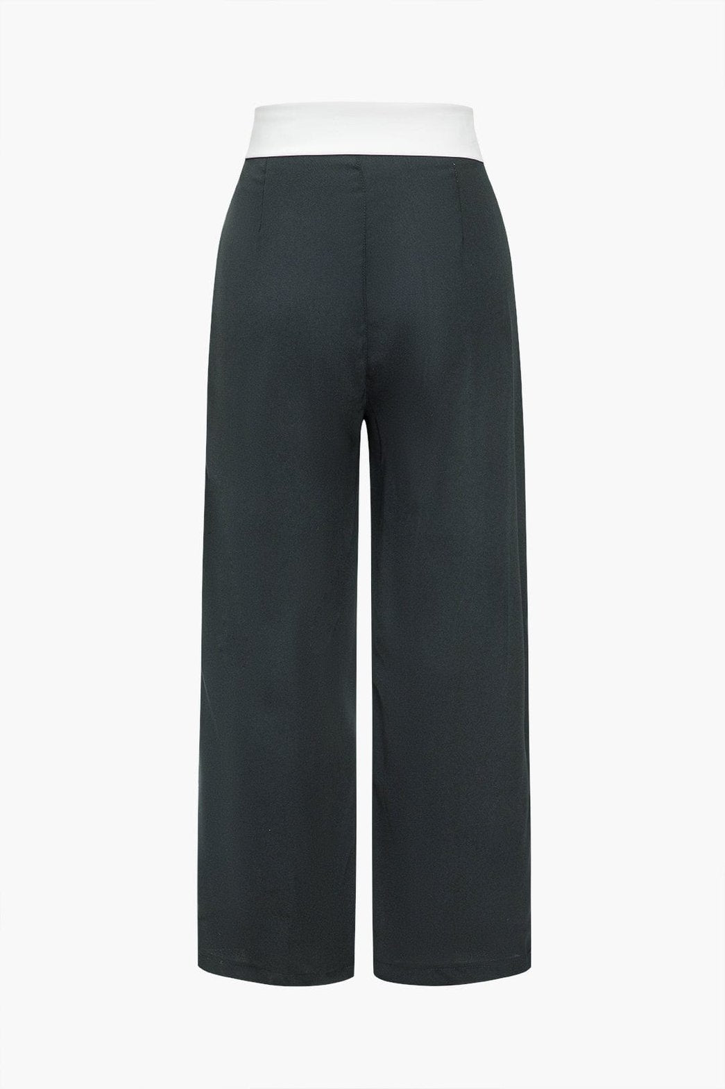 Pantalon large taille haute noir tendance soie