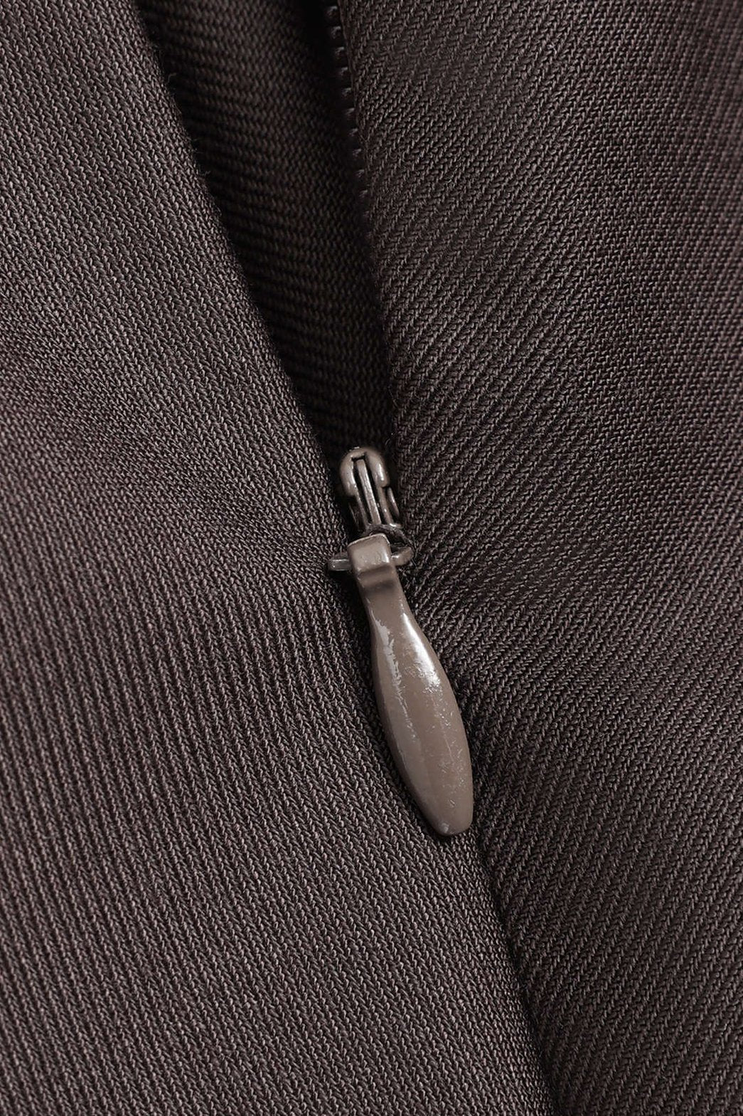 Pantalon large asymétrique marron détail zip ocean