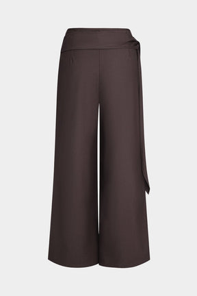 Pantalon large asymétrique marron vue côté lune
