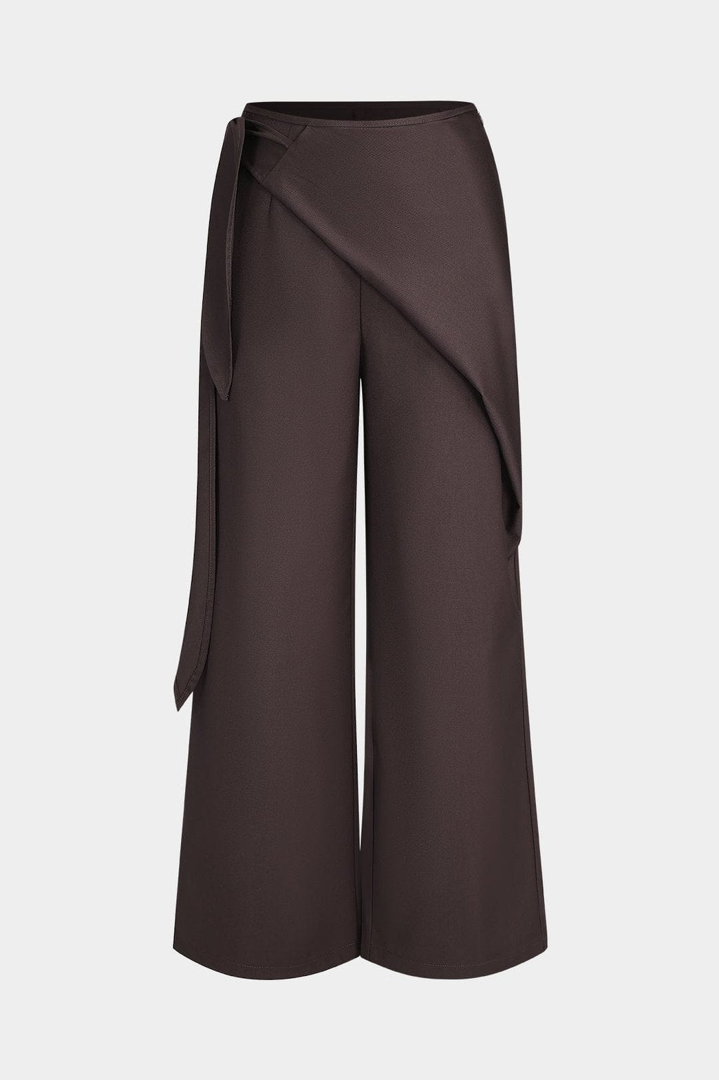 Pantalon large asymétrique marron vue face soleil