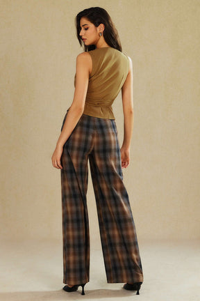Pantalon tartan marron vue portée étoile