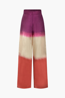 Pantalon satin tie & dye violet beige corail zen