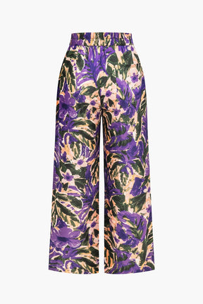 Pantalon ample imprimé tropical étoile