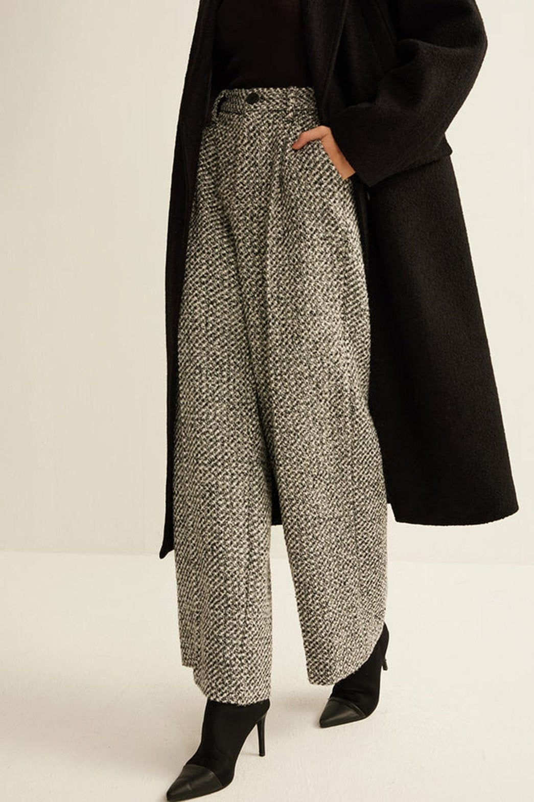 Pantalon ample texturé style sophistiqué douceur