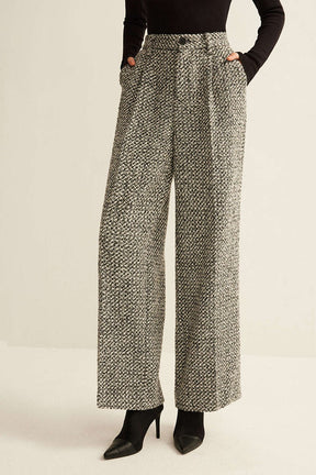 Pantalon large en tweed gris élégant harmonie