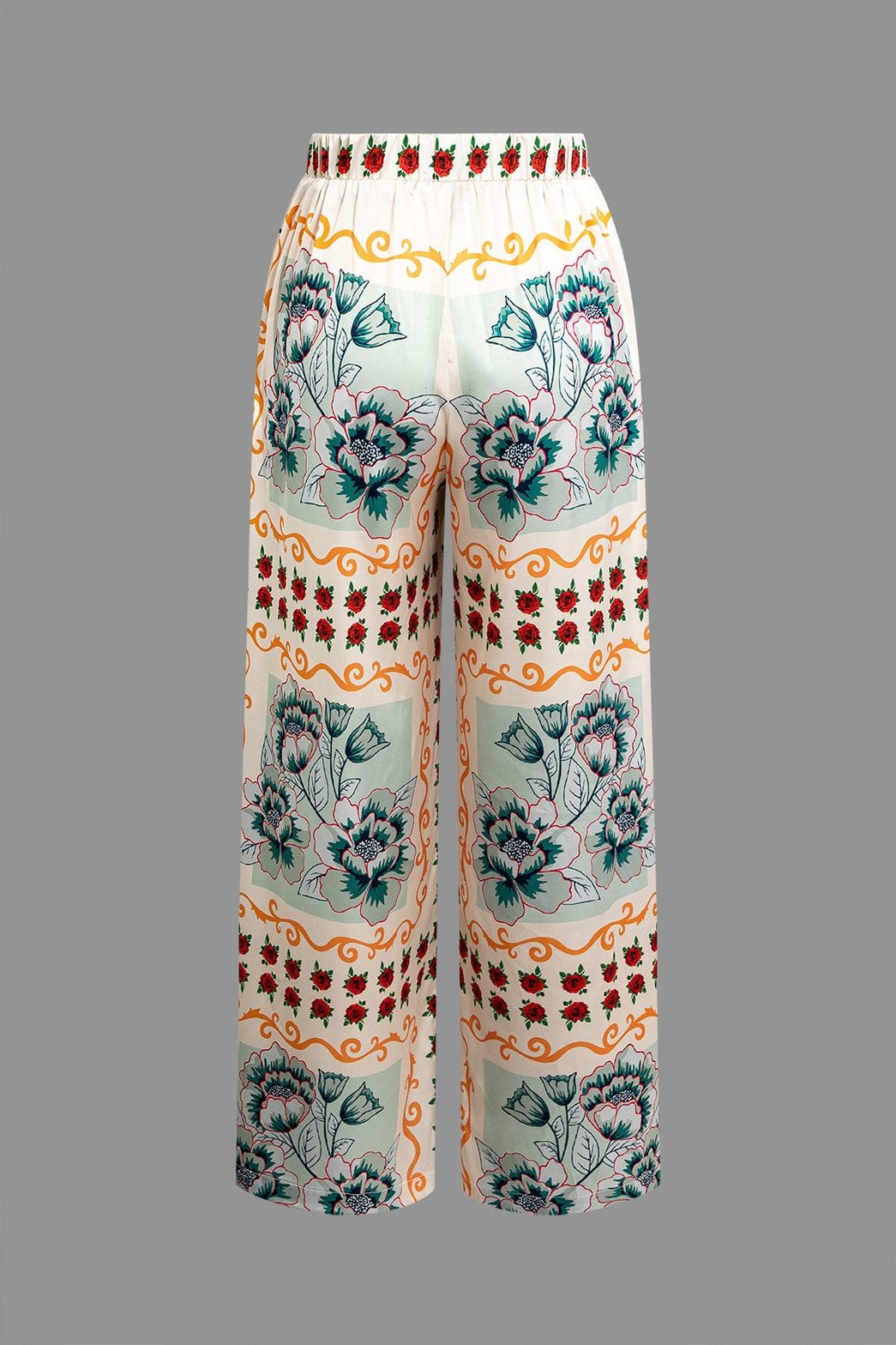 Pantalon palazzo imprimé fleurs étoile