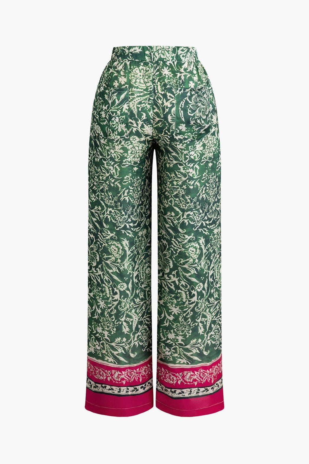 Pantalon large fleuri vert vue dos étoile
