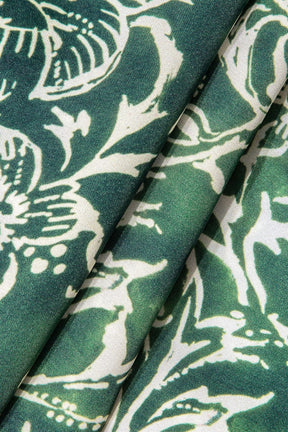 Pantalon ample motif floral vert jade