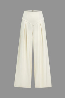 Pantalon large taille haute blanc lune