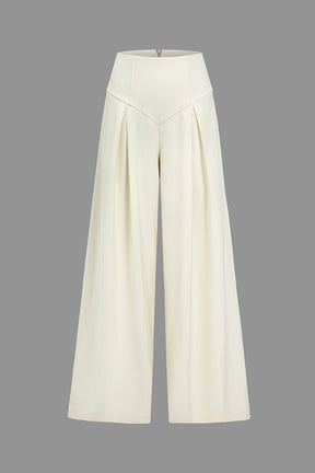 Pantalon large taille haute blanc lune