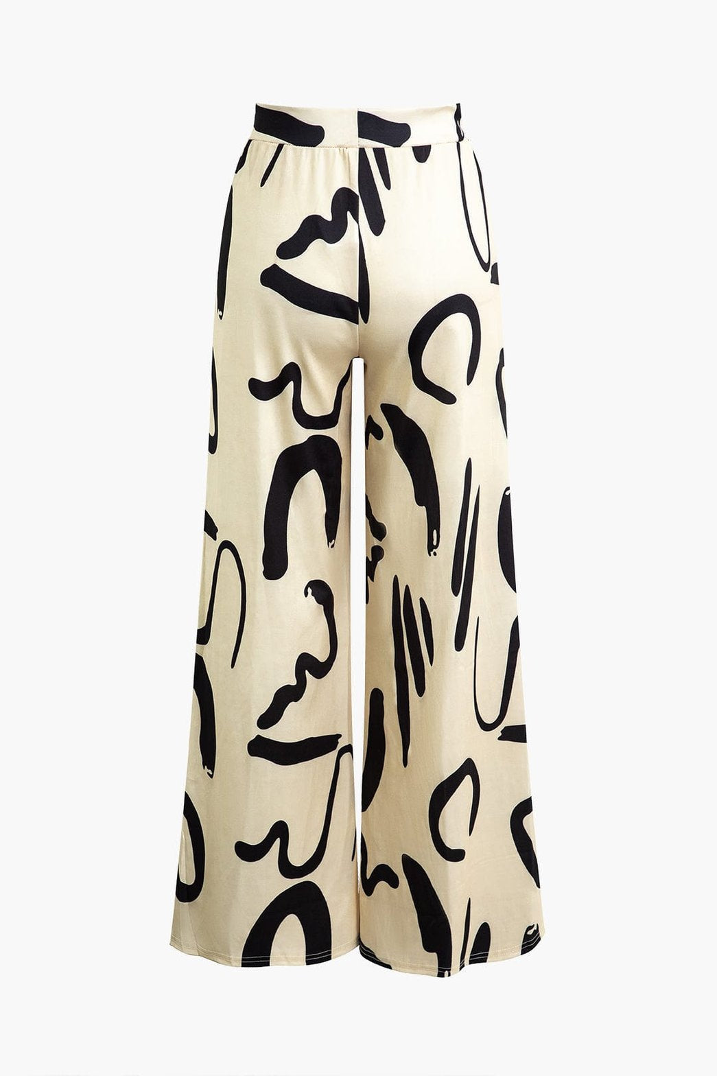 Pantalon large fluide motif géométrique lune