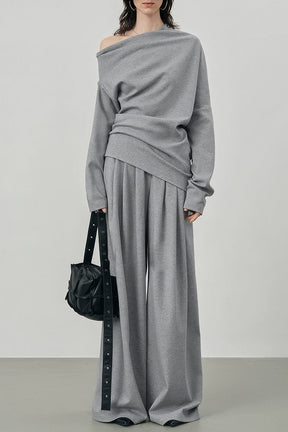 Pantalon large à plis gris nuage