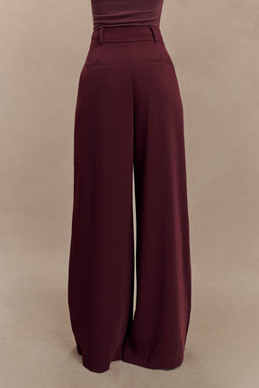 Pantalon large plissé bordeaux douceur