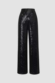 Pantalon palazzo noir scintillant soleil