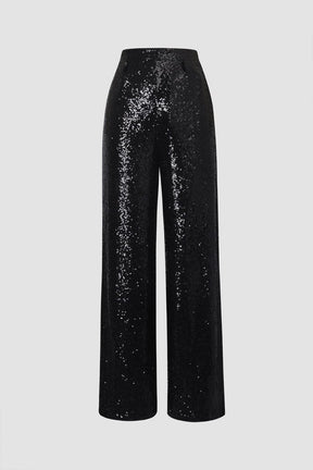 Pantalon palazzo noir scintillant soleil
