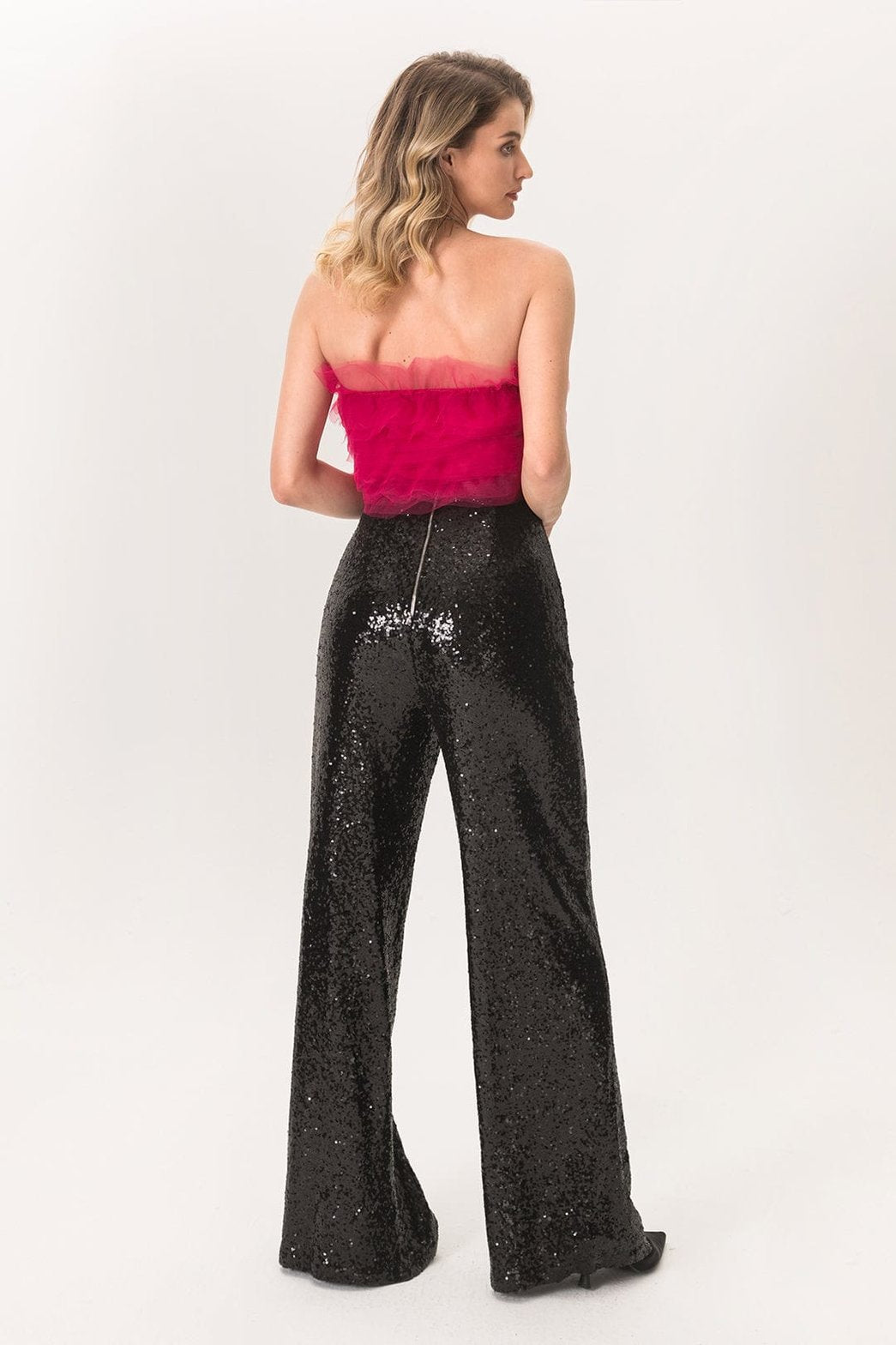 Pantalon large à sequins détail topaze