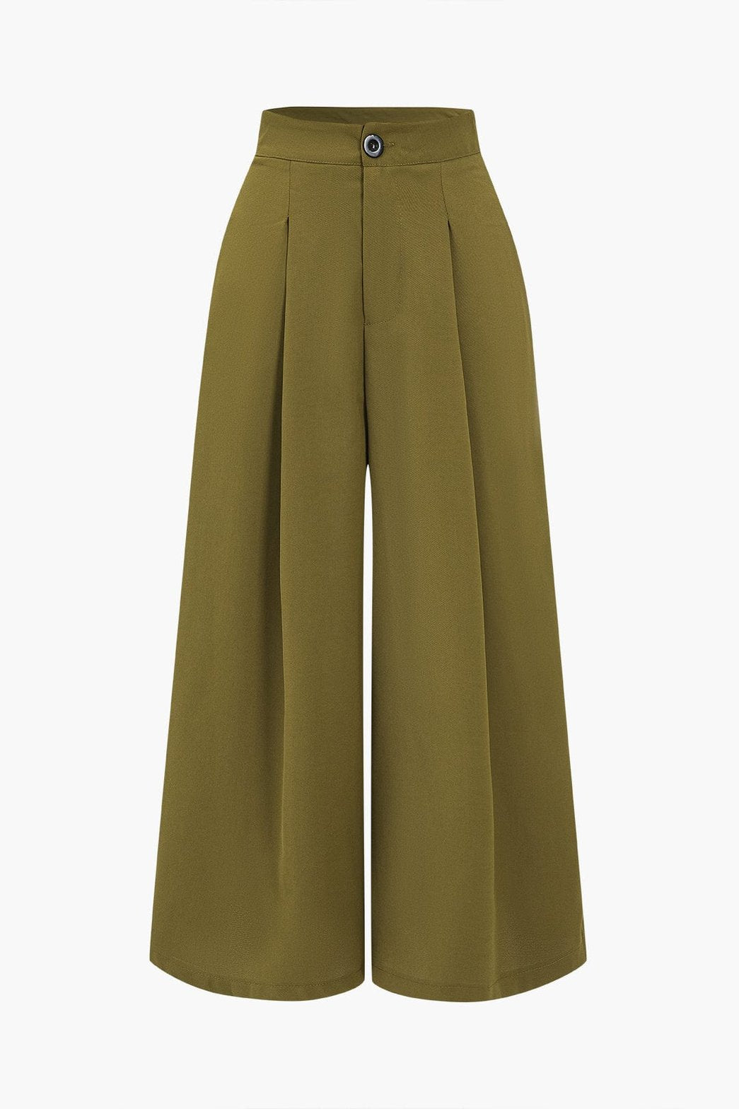 Pantalon palazzo kaki taille haute plissé - harmonie