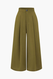 Pantalon palazzo kaki taille haute plissé - harmonie
