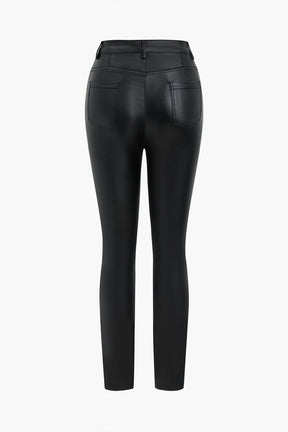 Pantalon similicuir noir coupe slim chic