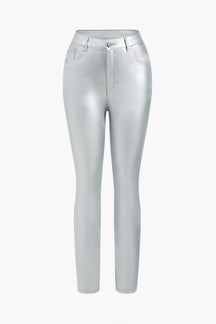 Pantalon similicuir noir effet cuir brillant