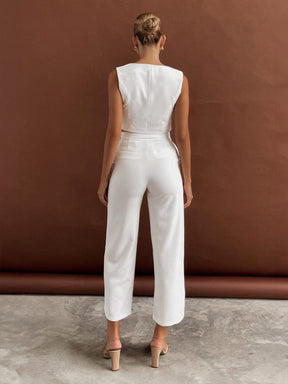 Pantalon asymétrique blanc moderne grâce