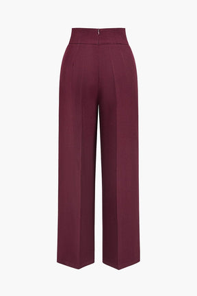 Pantalon ajusté taille haute bordeaux élégance