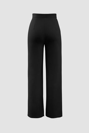 Pantalon élégant coupe droite rose