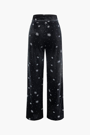 Pantalon velours motif hivernal scintillant magique