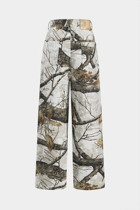 Pantalon large motif nature vue tissus sérénité