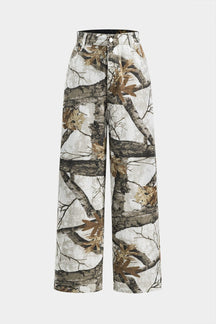 Pantalon large motif nature vue taille zen