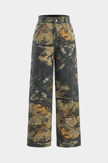 Pantalon large motif nature vue face harmonie