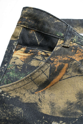 Pantalon large motif nature vue détail élégance
