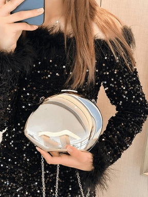 Pochette brillante avec bandoulière lune