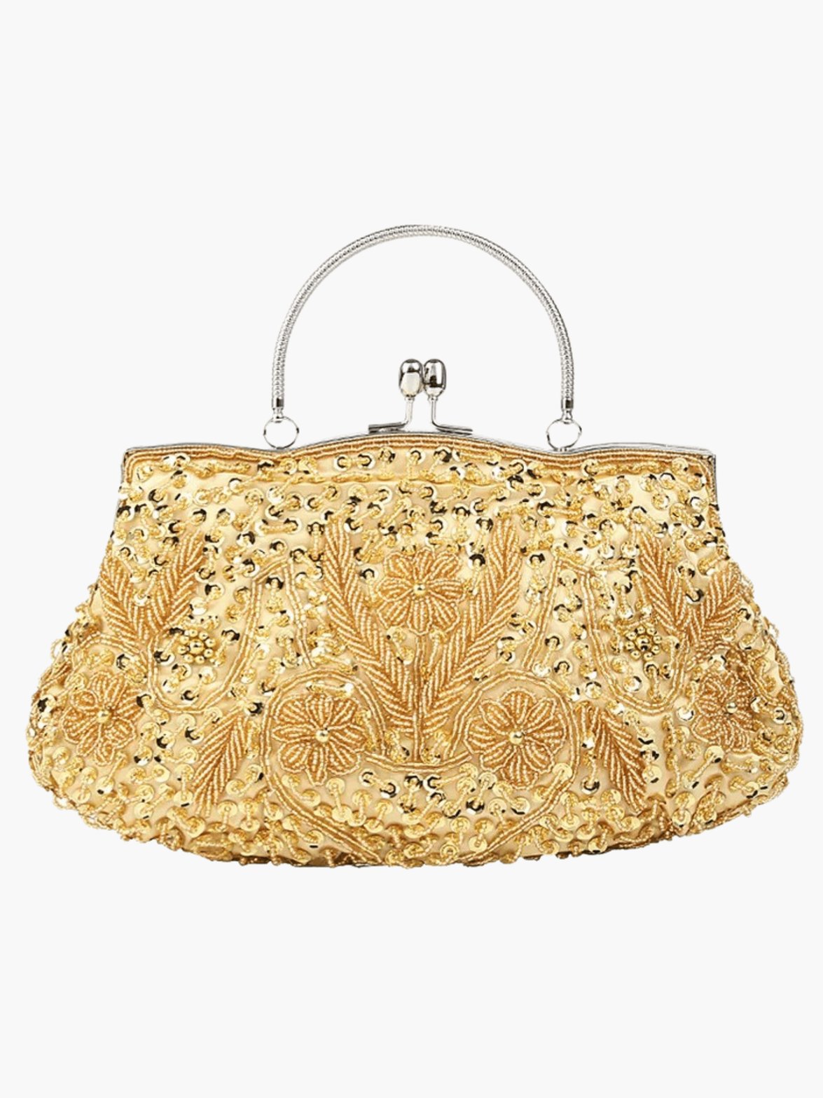 Pochette dorée perlée élégante velours