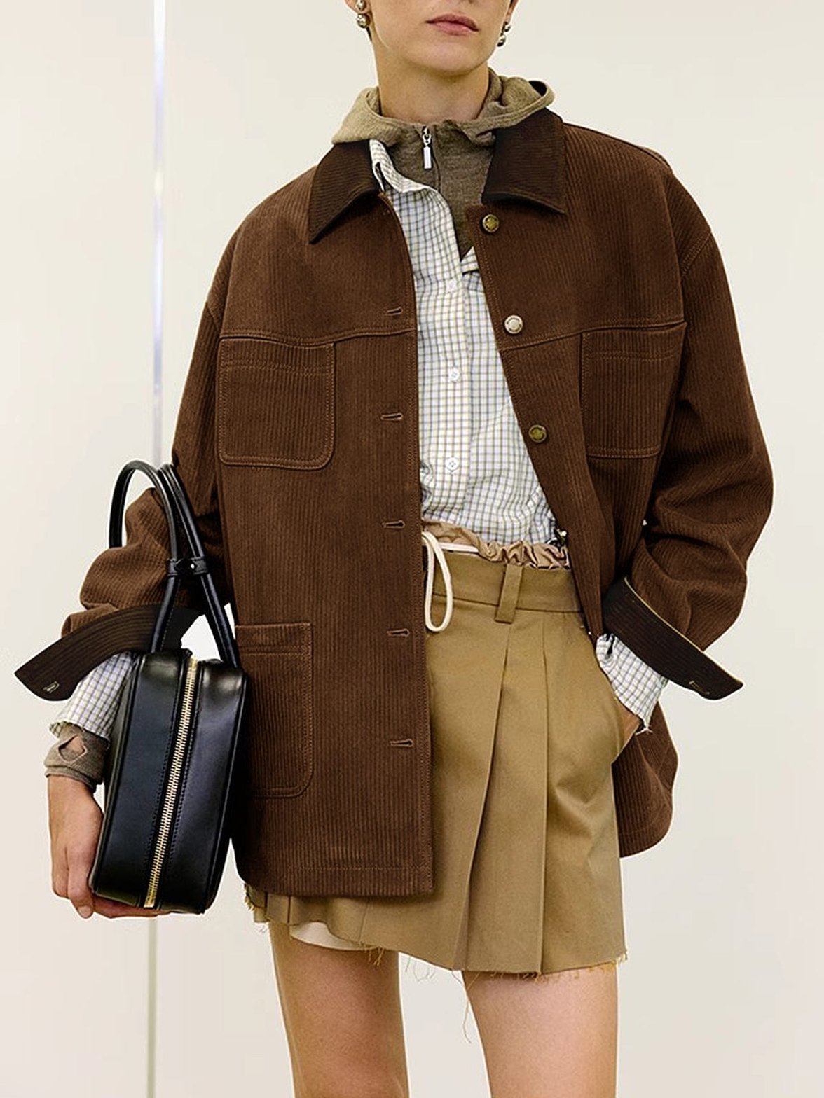 Polo velours côtelé marron vue ensemble confort